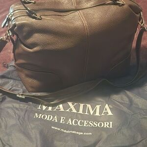 Maxima Dark Brown Leather Handbag